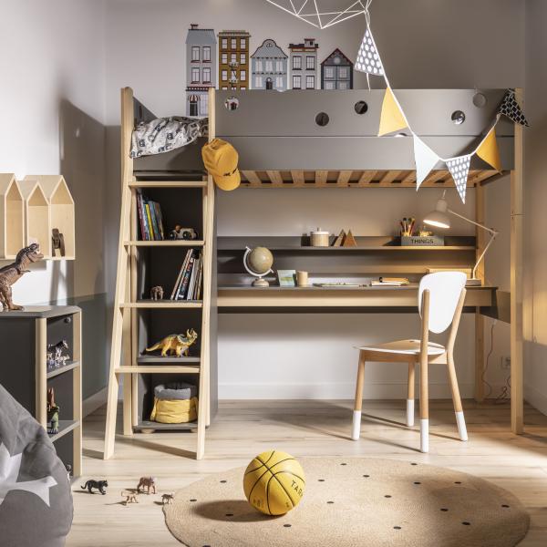 Funflex Hochbett mit Schreibtisch und Regal